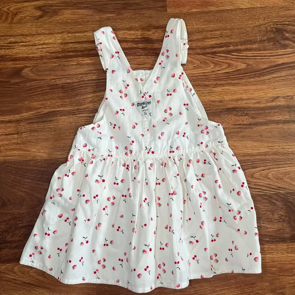 OshKosh B'gosh Girls Cherry and Strawberry Print Overalls Dress